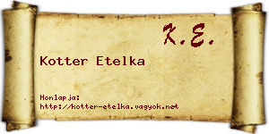 Kotter Etelka névjegykártya